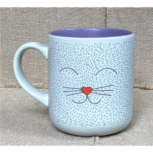 Marcus Walters Cat Smiles Coffee Mug Cup w Purple Interior Twee Funny Whimsical